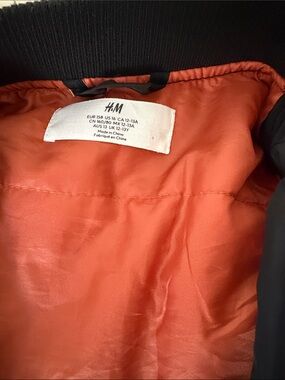H&M Black Bomber Jacket with Orange Lining